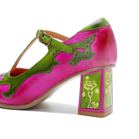 Hand-Painted Contrast Color Mary Jane High Heels (Audrina)