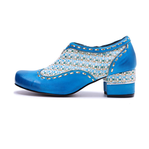 Bohemian Woven Patchwork Side Zipper Heels (Morgana)