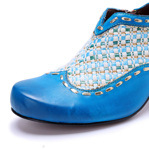 Bohemian Woven Patchwork Side Zipper Heels (Morgana)