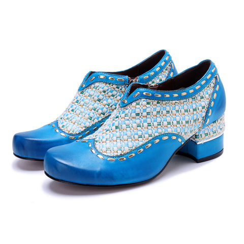 Bohemian Woven Patchwork Side Zipper Heels (Morgana)