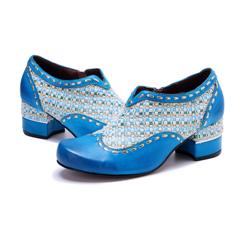 Bohemian Woven Patchwork Side Zipper Heels (Morgana)