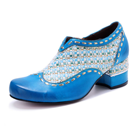 Bohemian Woven Patchwork Side Zipper Heels (Morgana)