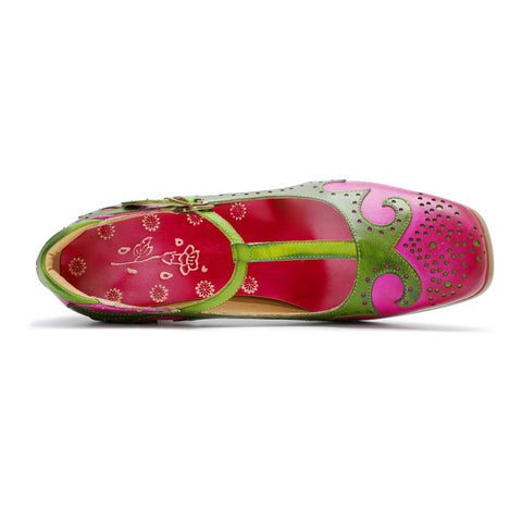 Hand-Painted Contrast Color Mary Jane High Heels (Audrina)