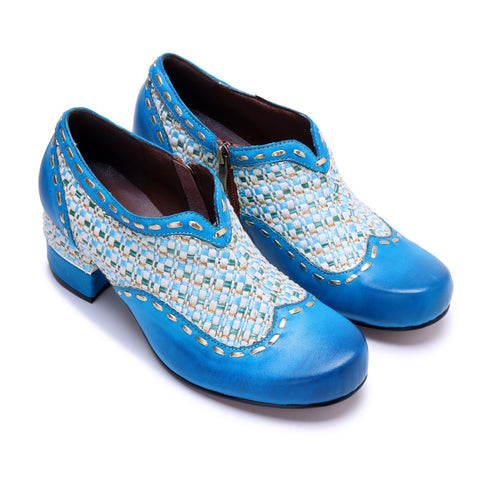 Bohemian Woven Patchwork Side Zipper Heels (Morgana)