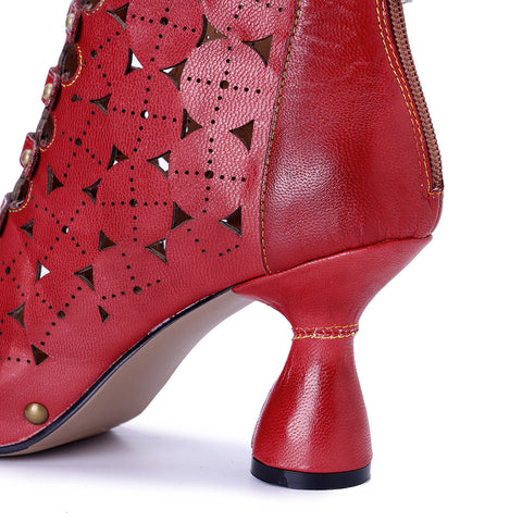2026 New Women's Handmade Leather Polish color Hollow Splicing Rivet High Heel Sandals