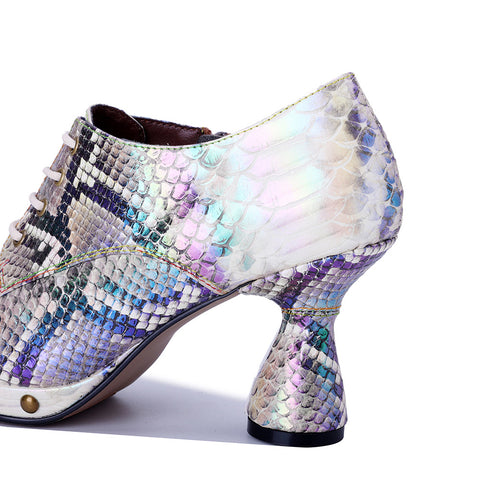 2025 New Street Metal Punk Snake Pattern Printing High-heeled Single Heels Shoes