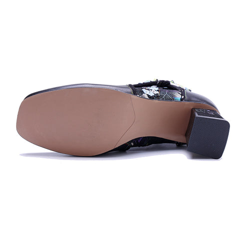 2025 New Leather Hand-polished Retro Lace Comfortable Thick Heel Women's Boots