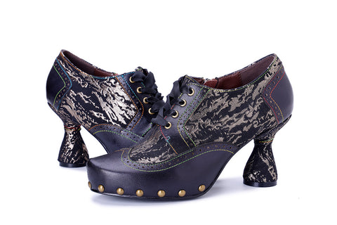 2025 Leather Hand-polished Splicing Printing Rivets  Women's High Heels