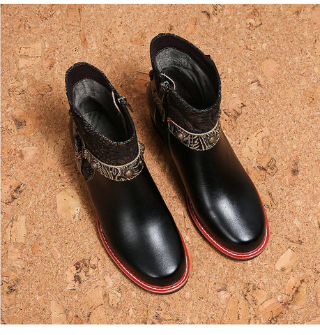 Vintage Handmade Comfort Chunky Heel Booties