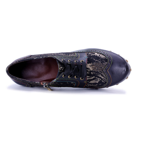 2025 Leather Hand-polished Splicing Printing Rivets  Women's High Heels