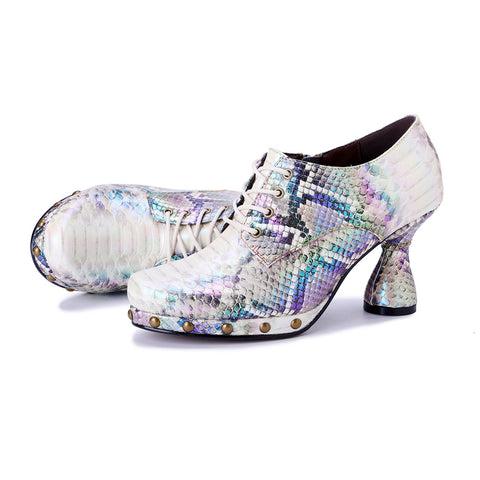 2025 New Street Metal Punk Snake Pattern Printing High-heeled Single Heels Shoes