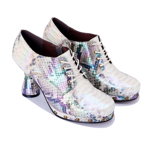 2025 New Street Metal Punk Snake Pattern Printing High-heeled Single Heels Shoes