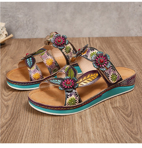 Printed Leather Handmade Sandals