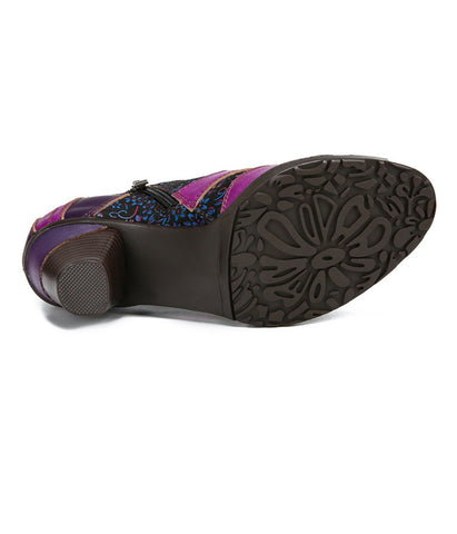 Retro Handmade Leather Patchwork Pumps