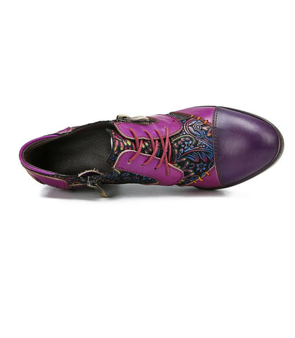 Retro Handmade Leather Patchwork Pumps