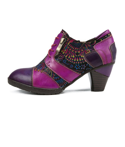 Retro Handmade Leather Patchwork Pumps