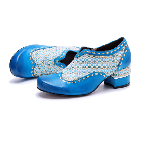 Bohemian Woven Patchwork Side Zipper Heels (Morgana)