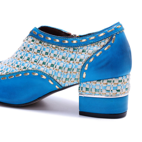 Bohemian Woven Patchwork Side Zipper Heels (Morgana)