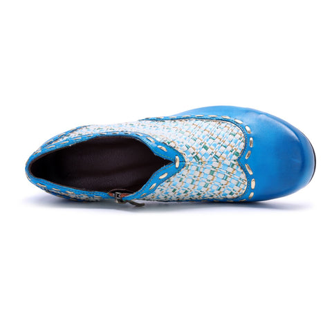 Bohemian Woven Patchwork Side Zipper Heels (Morgana)