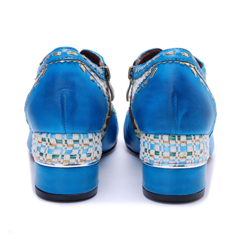 Bohemian Woven Patchwork Side Zipper Heels (Morgana)