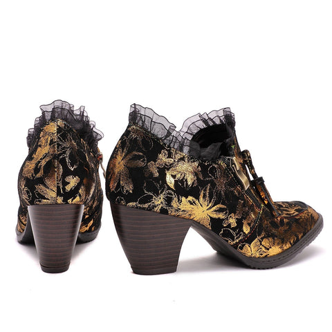 QueenBoho Genuine Leather Handmade Pumps