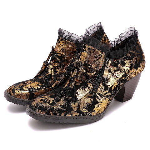 QueenBoho Genuine Leather Handmade Pumps