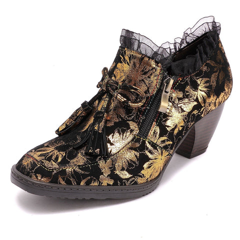 QueenBoho Genuine Leather Handmade Pumps