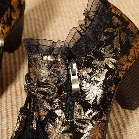 QueenBoho Genuine Leather Handmade Pumps