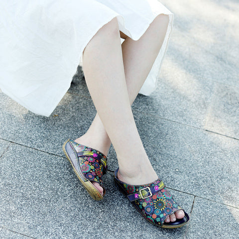 Retro Handmade Printed Colorful Sandals