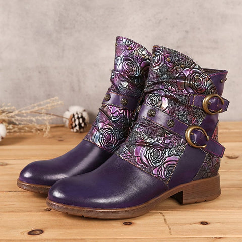 Retro Painted Vachette Clasp Flat Shoes