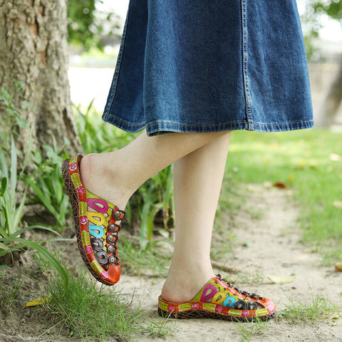 Vintage Handmade Stitching Colorful Slipper