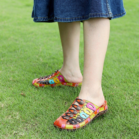 Vintage Handmade Stitching Colorful Slipper