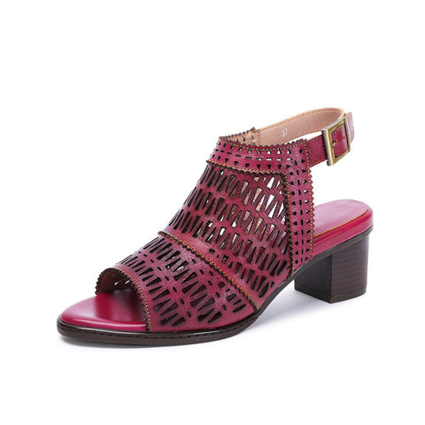 Handmade Solid Color Hollow Sandals