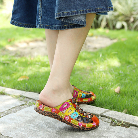 Vintage Handmade Stitching Colorful Slipper