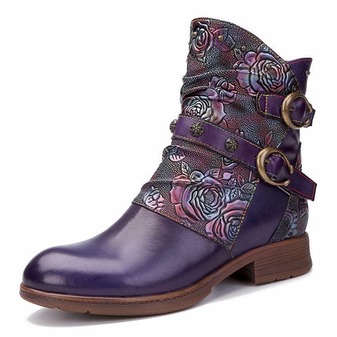 Retro Painted Vachette Clasp Flat Shoes