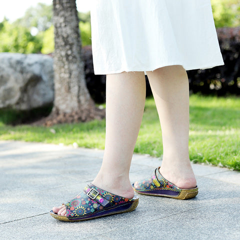Retro Handmade Printed Colorful Sandals