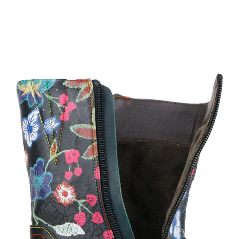 Hand-painted Colorful Floral Genuine Leather Boots
