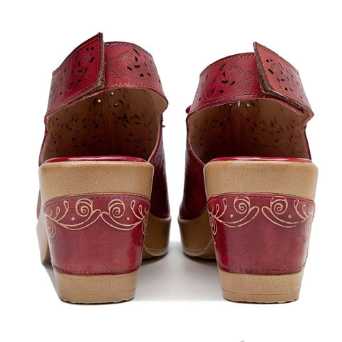 Vintage Handmade Fish Mouth Hollow Sandals
