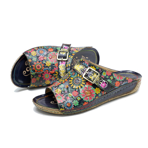Retro Handmade Printed Colorful Sandals