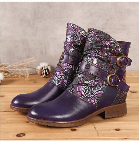 Retro Painted Vachette Clasp Flat Shoes