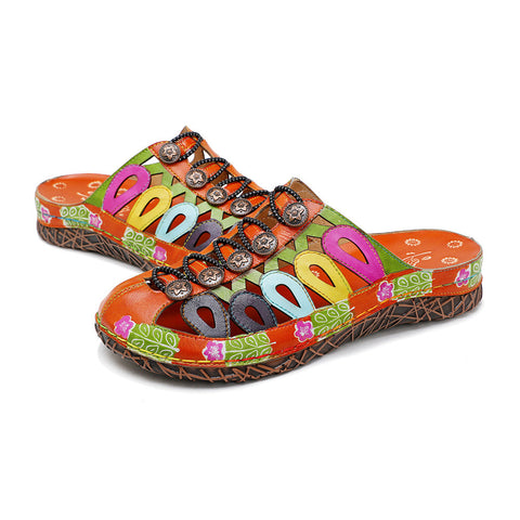 Vintage Handmade Stitching Colorful Slipper