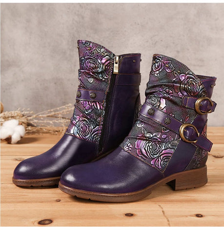 Retro Painted Vachette Clasp Flat Shoes