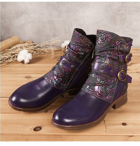 Retro Painted Vachette Clasp Flat Shoes