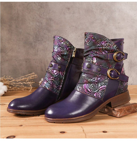 Retro Painted Vachette Clasp Flat Shoes