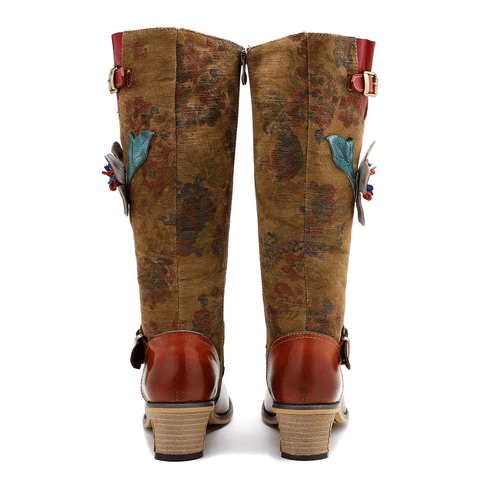 QueenBoho - Leisure And Retro National Style Leather Handmade Knee High Boots
