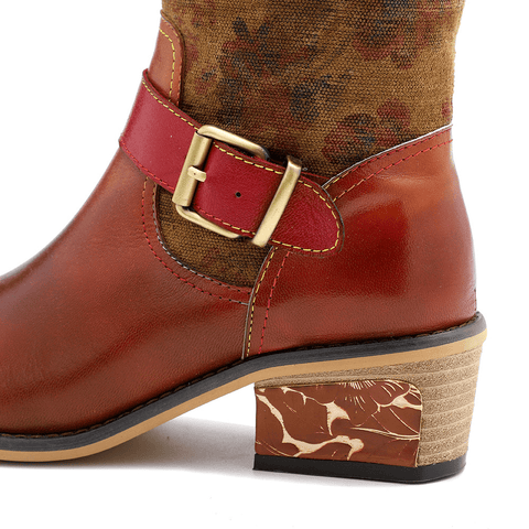 QueenBoho - Leisure And Retro National Style Leather Handmade Knee High Boots