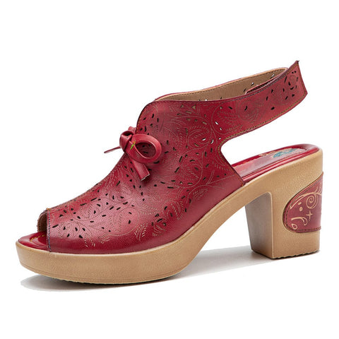 Vintage Handmade Fish Mouth Hollow Sandals