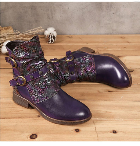 Retro Painted Vachette Clasp Flat Shoes