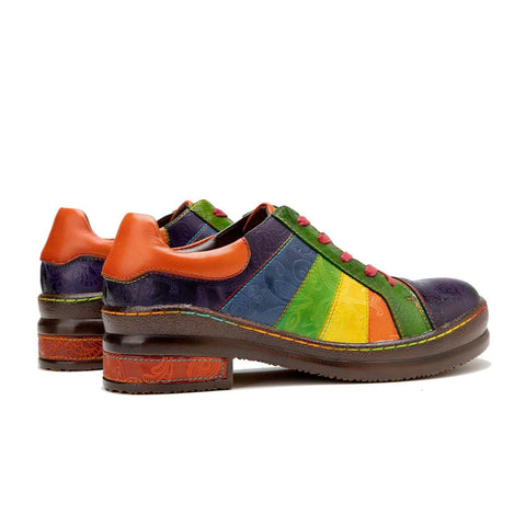 QueenBoho Retro Hand-polished Rainbow Flat Shoes