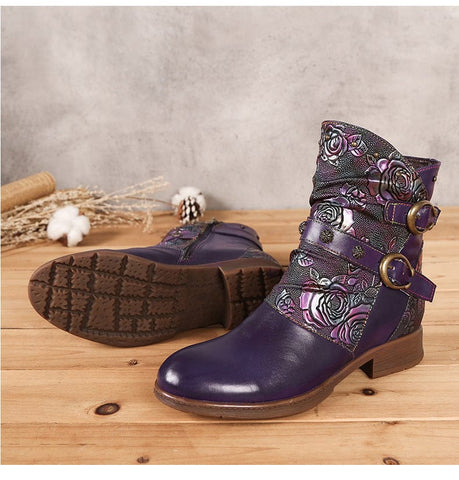 Retro Painted Vachette Clasp Flat Shoes
